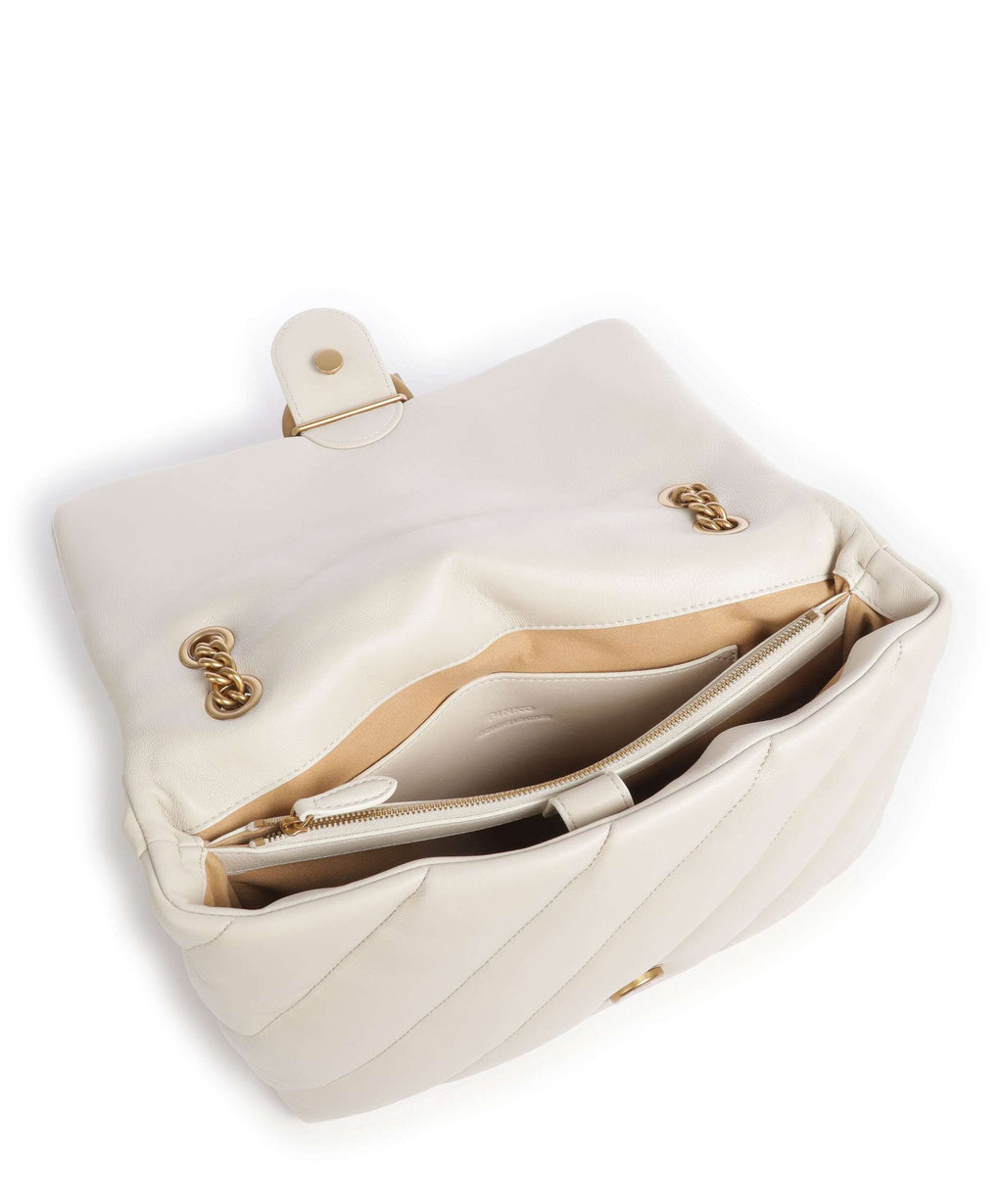 Pinko Love Puff Big Shoulder bag bianco seta/antique gold