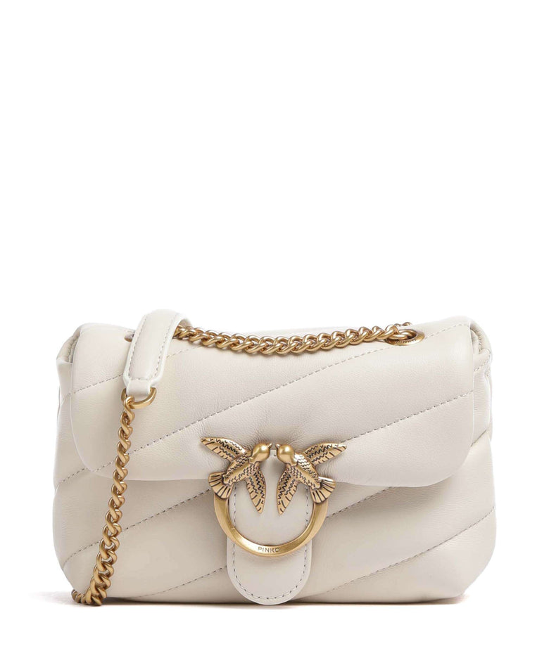 Pinko Love Puff Baby Shoulder bag bianco seta/antique gold