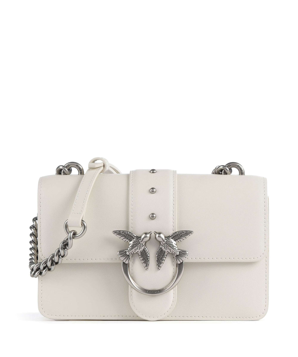 Pinko Love One Mini Crossbody bag bianco seta/old silver