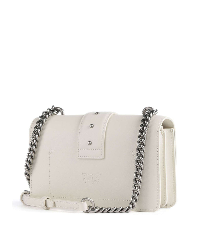 Pinko Love One Mini Crossbody bag bianco seta/old silver