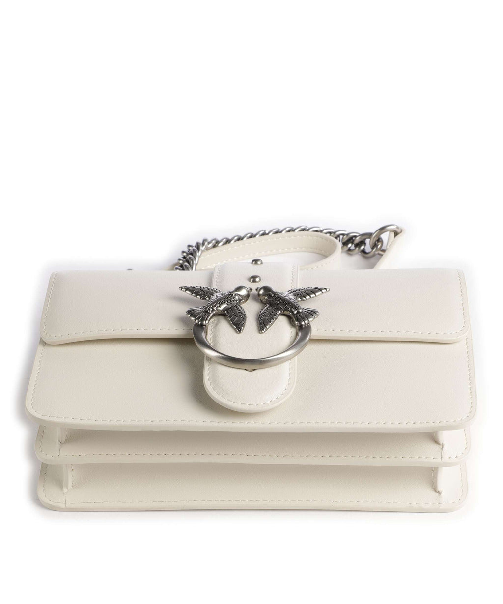 Pinko Love One Mini Crossbody bag bianco seta/old silver