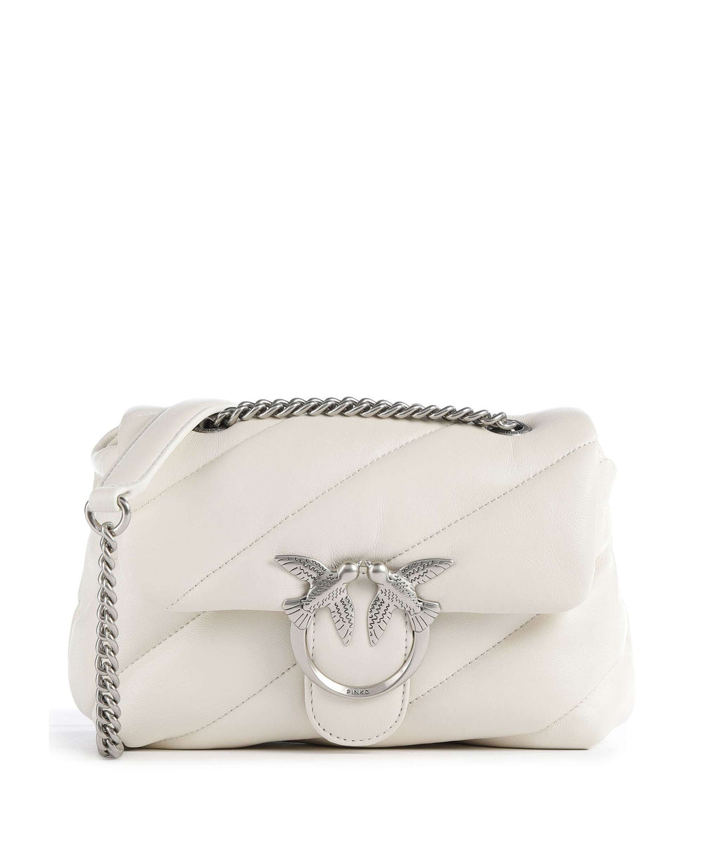 Pinko Love Puff Mini Shoulder bag bianco seta/old silver