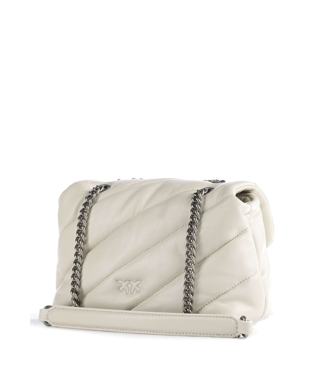 Pinko Love Puff Mini Shoulder bag bianco seta/old silver