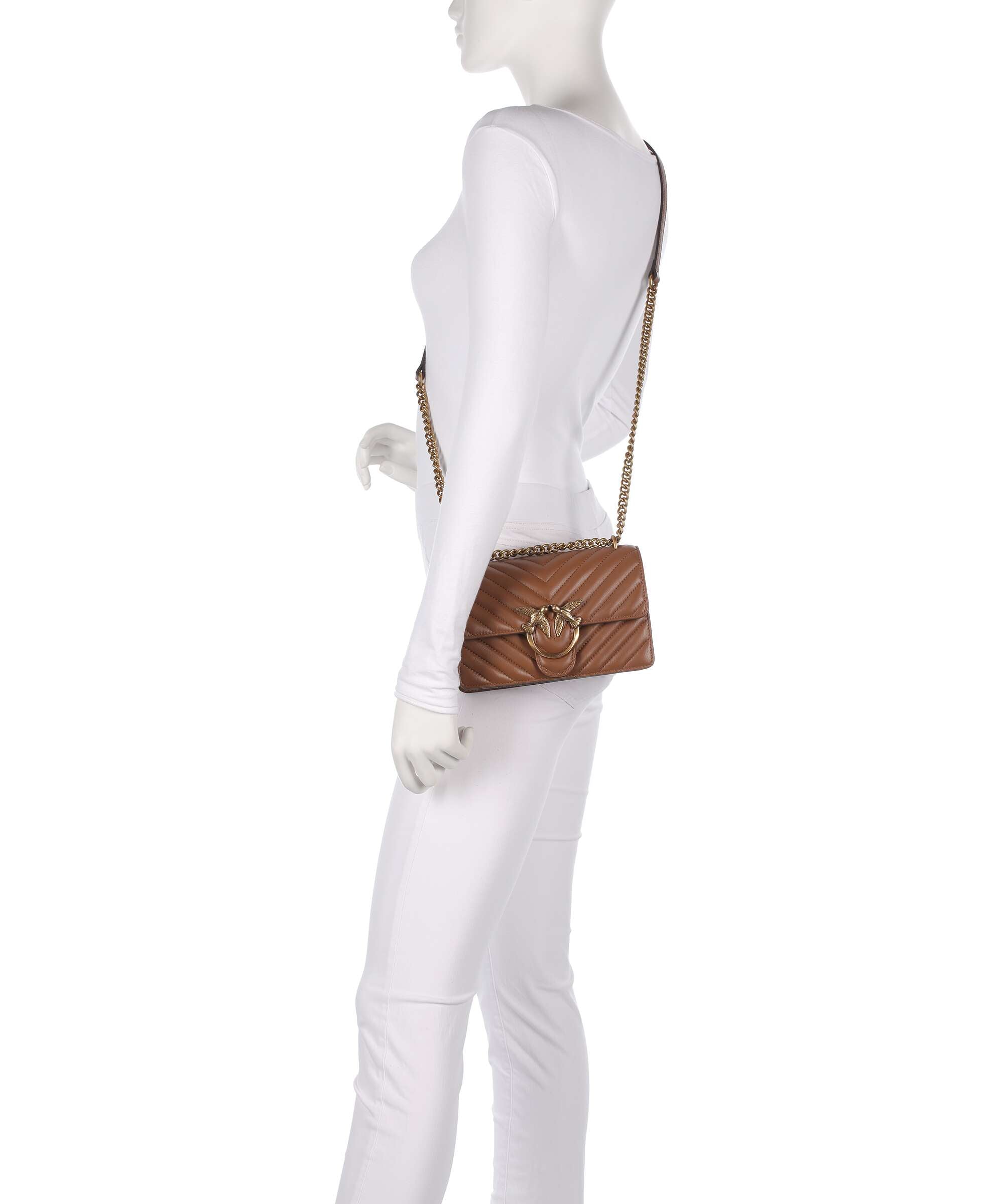Pinko Love One Mini Shoulder bag marrone/leone/antique gold