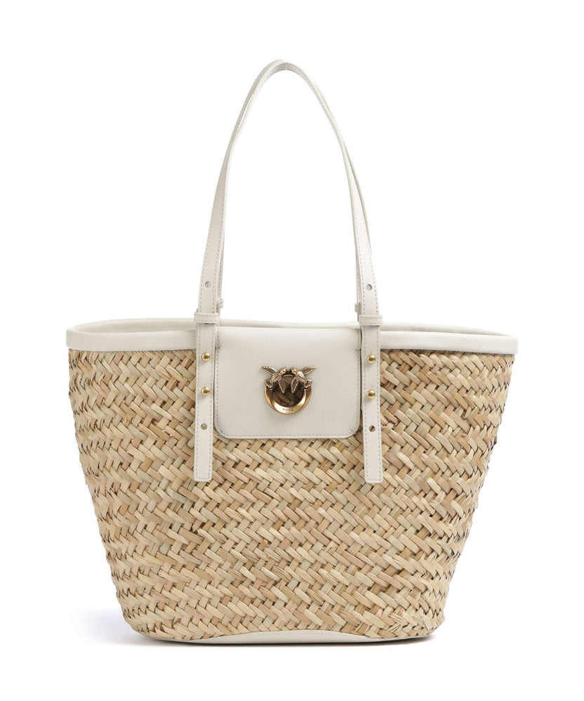 Pinko Love Summer Tote bag bianco seta/antique gold