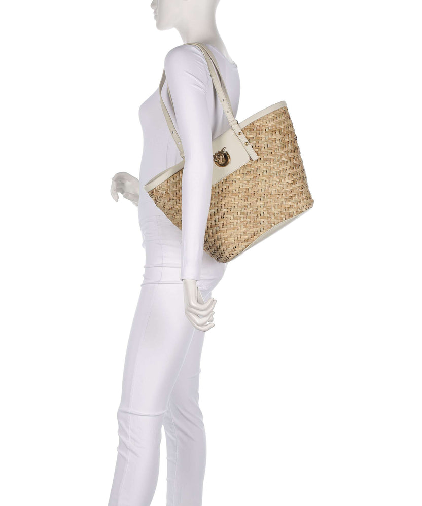Pinko Love Summer Tote bag bianco seta/antique gold