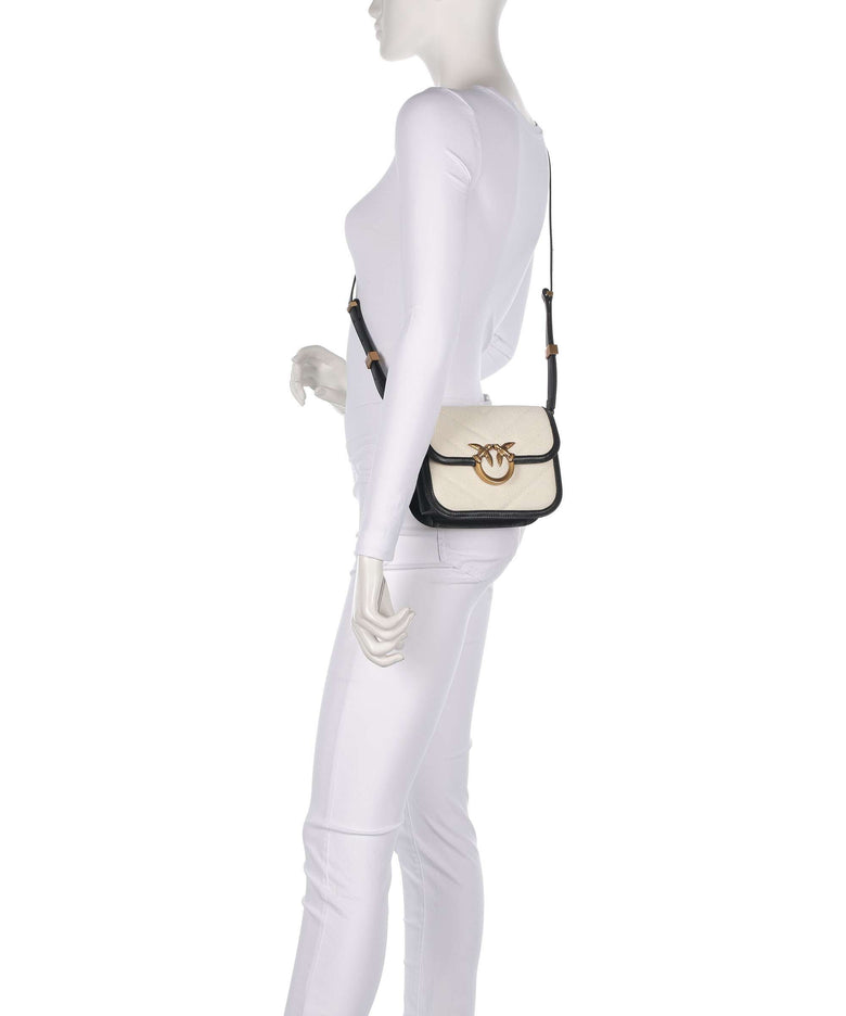 Pinko Love Box Mini Crossbody bag beige/navy stripes