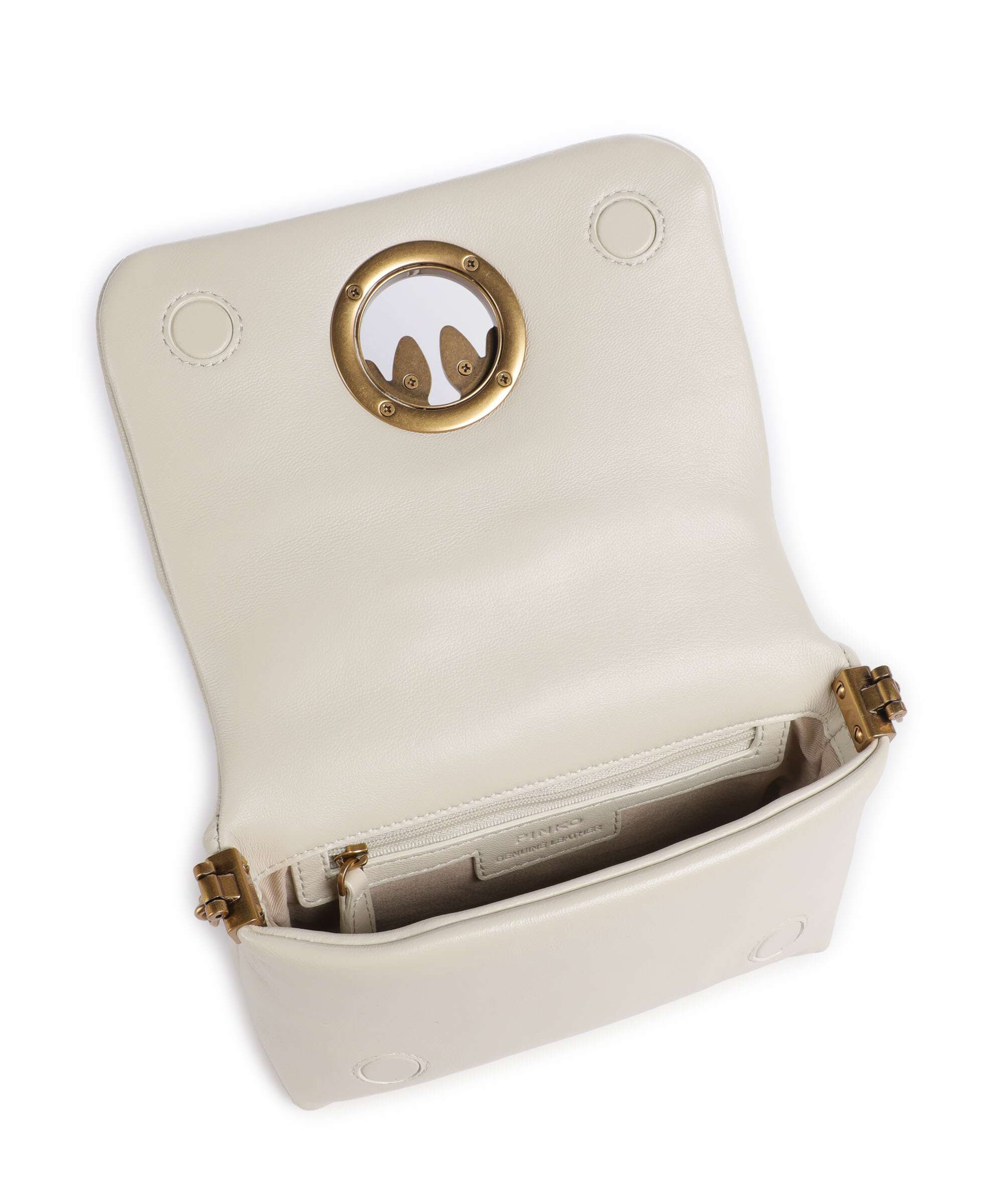 Pinko Love Click Puff Baby Crossbody bag bianco seta/antique gold