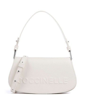 Coccinelle Myrtha Maxi Logo Bolso de hombro blanco