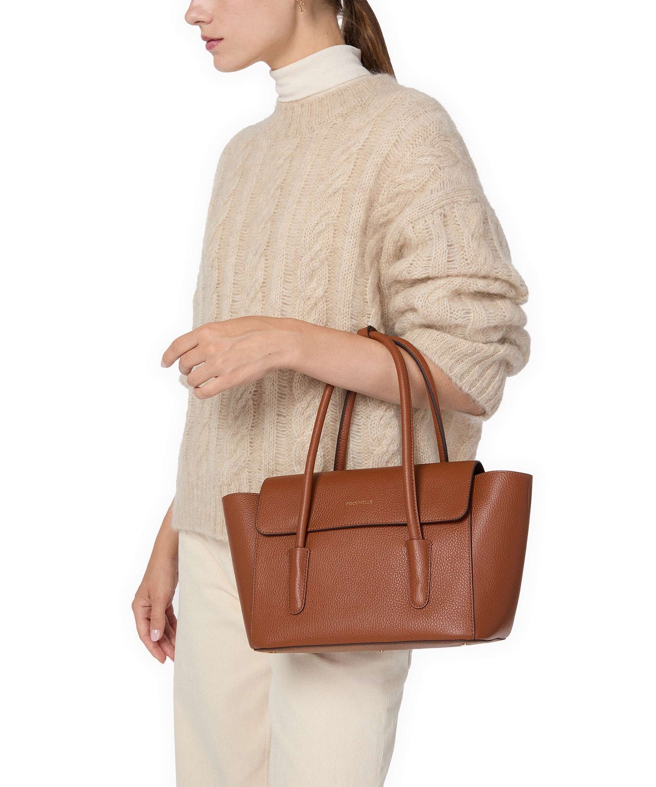 Coccinelle Beat Double Handbag cognac