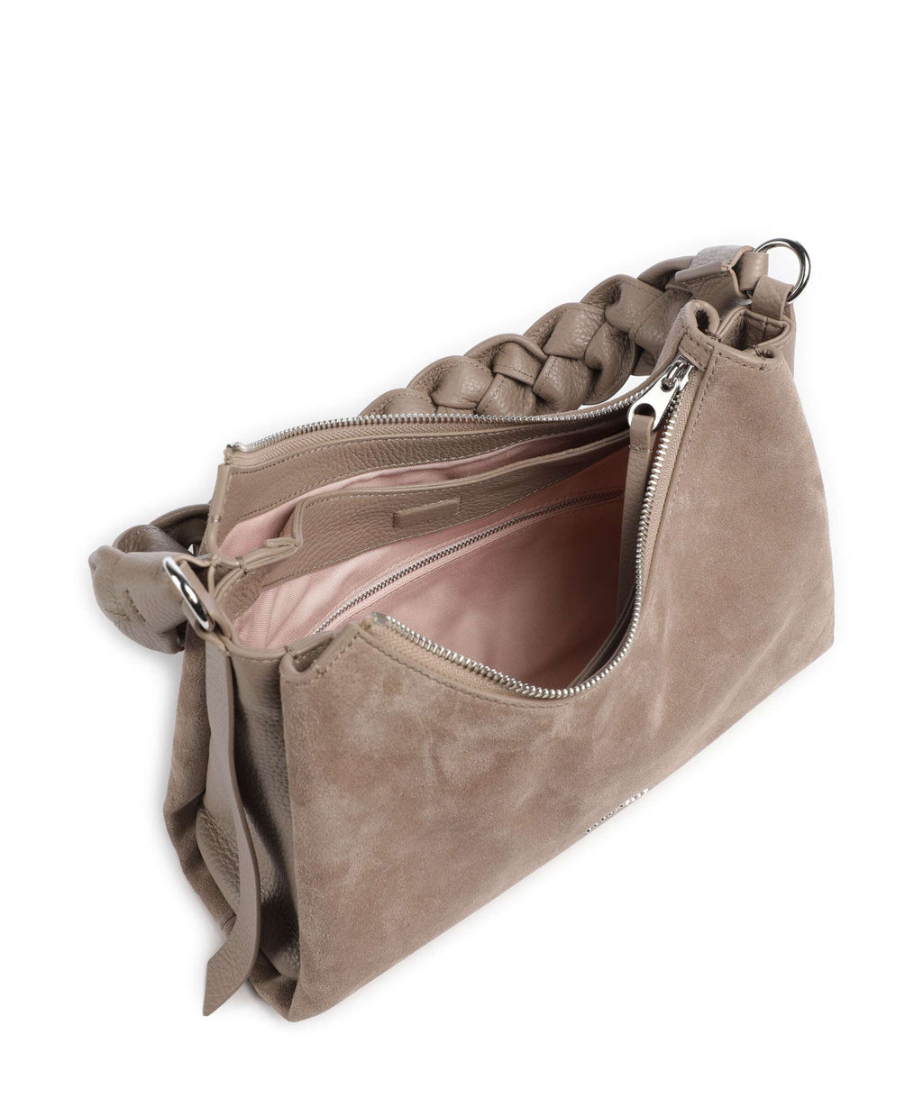 Coccinelle Boheme Suede Shoulder bag warm taupe