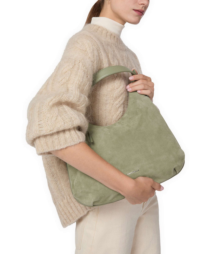 Coccinelle Rebekka Suede Hobo bag greenery
