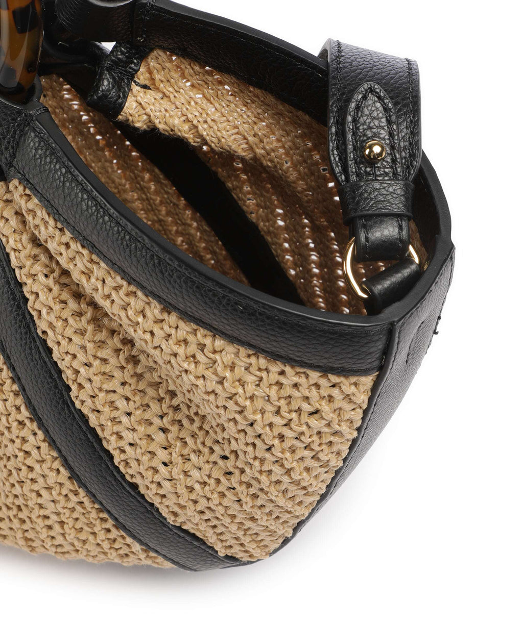 Coccinelle Shell Straw Handbag natural/noir