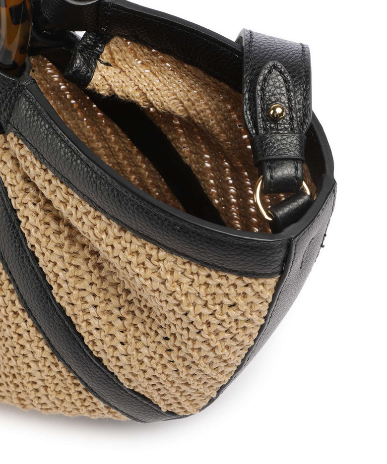 Coccinelle Shell Straw Handbag natural/noir