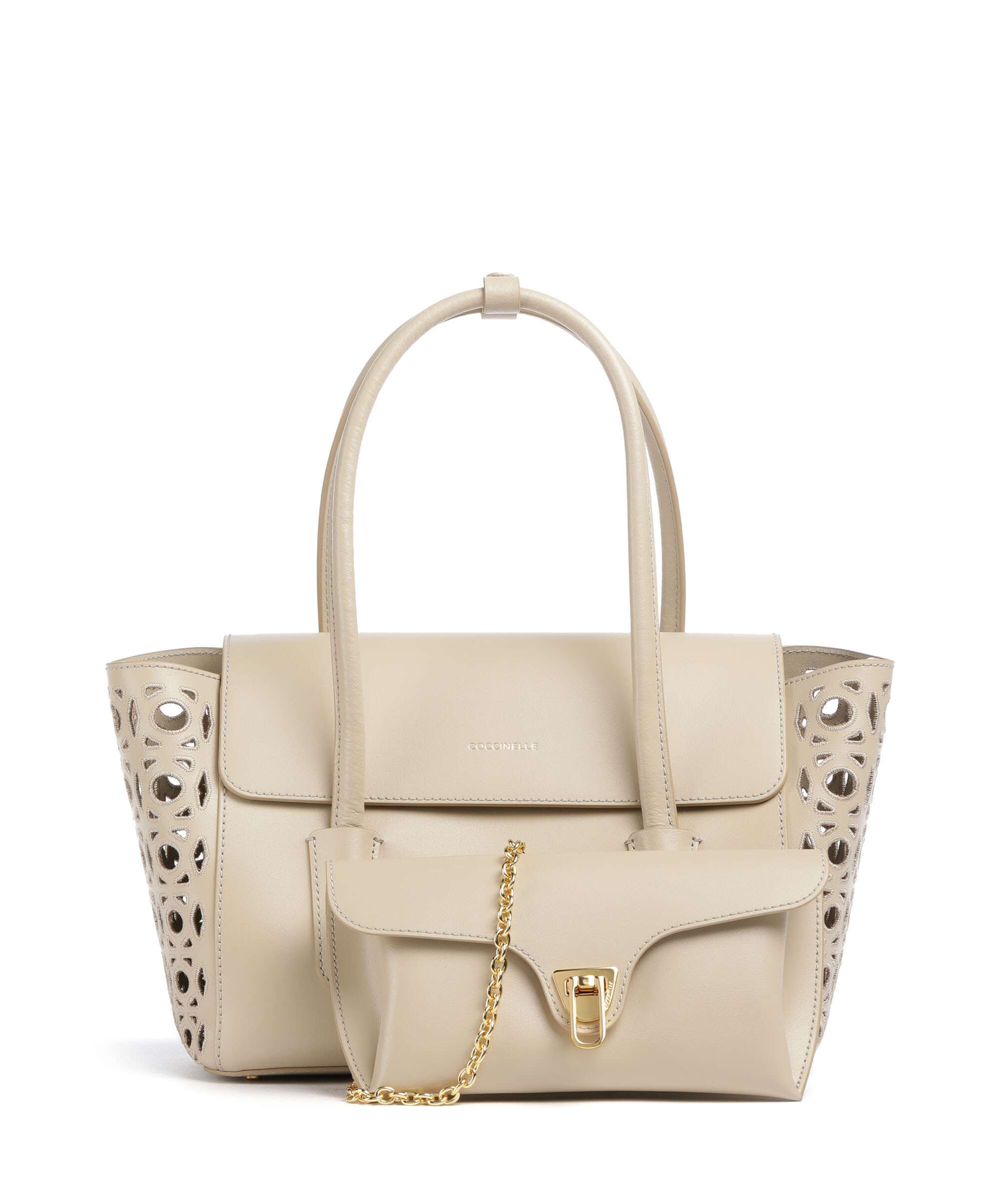 Coccinelle Beat Double Monogram Handbag sandshell