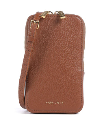 Coccinelle Flor Bolsa para móvil cognac
