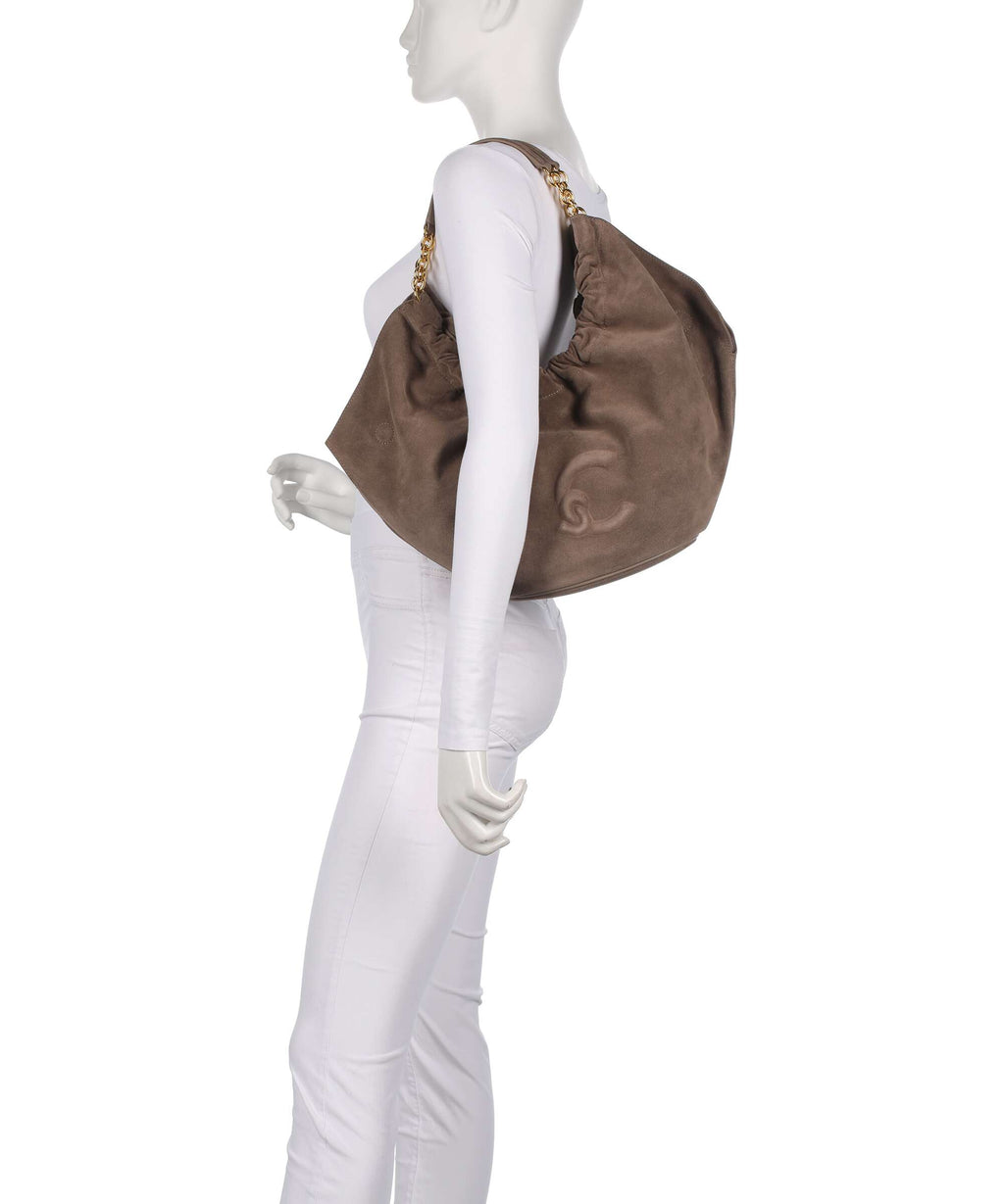 Coccinelle Smash Suede Hobo bag warm taupe