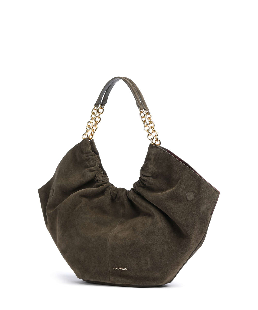 Coccinelle Smash Suede Hobo bag fango