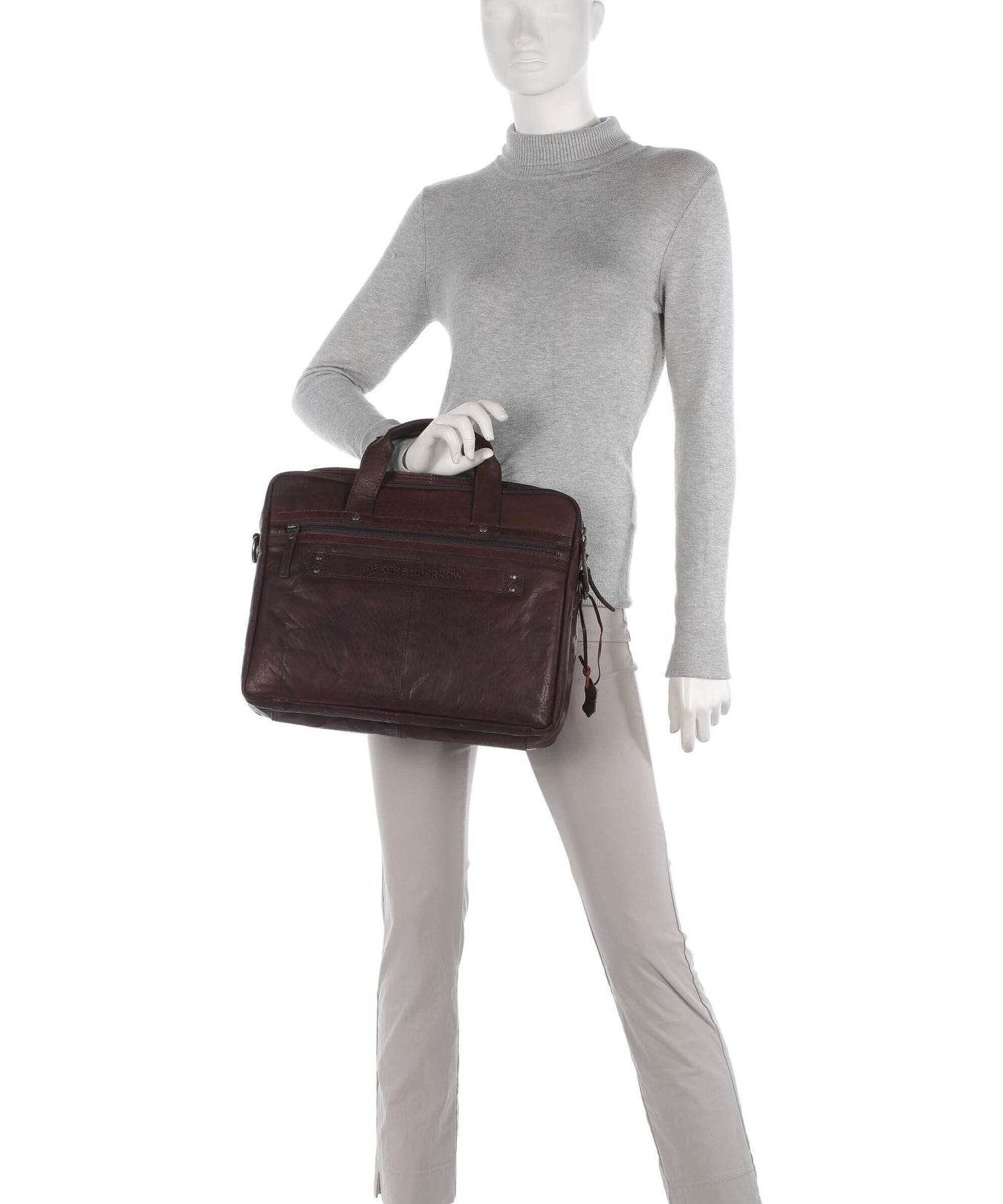 Spikes & Sparrow Bronco Briefcase dark brown