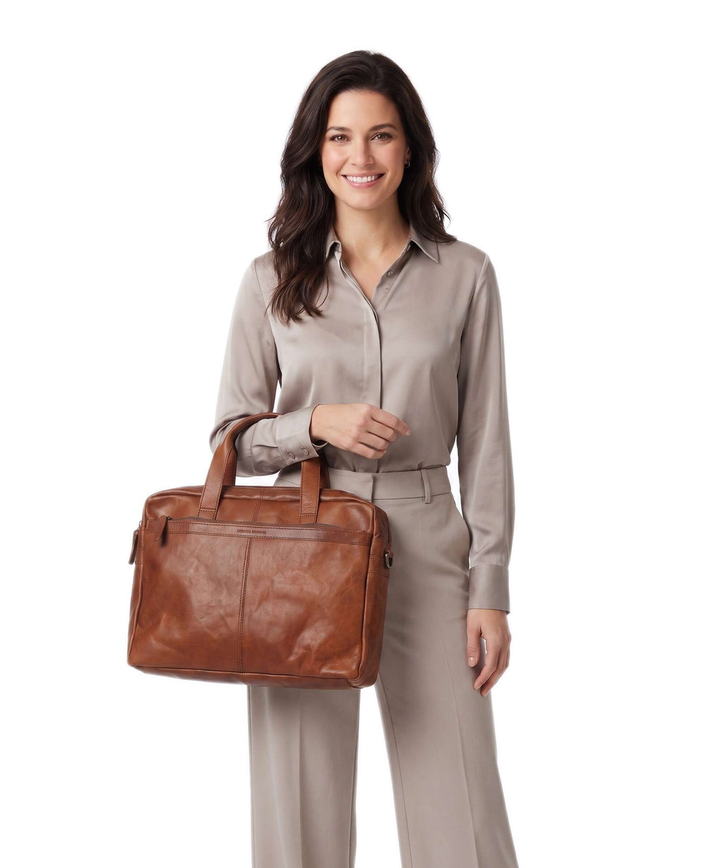 Spikes & Sparrow Bronco Colorado Briefcase brandy