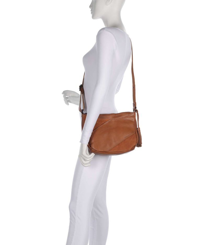 Spikes & Sparrow Suede Mix Lorain Crossbody bag brandy