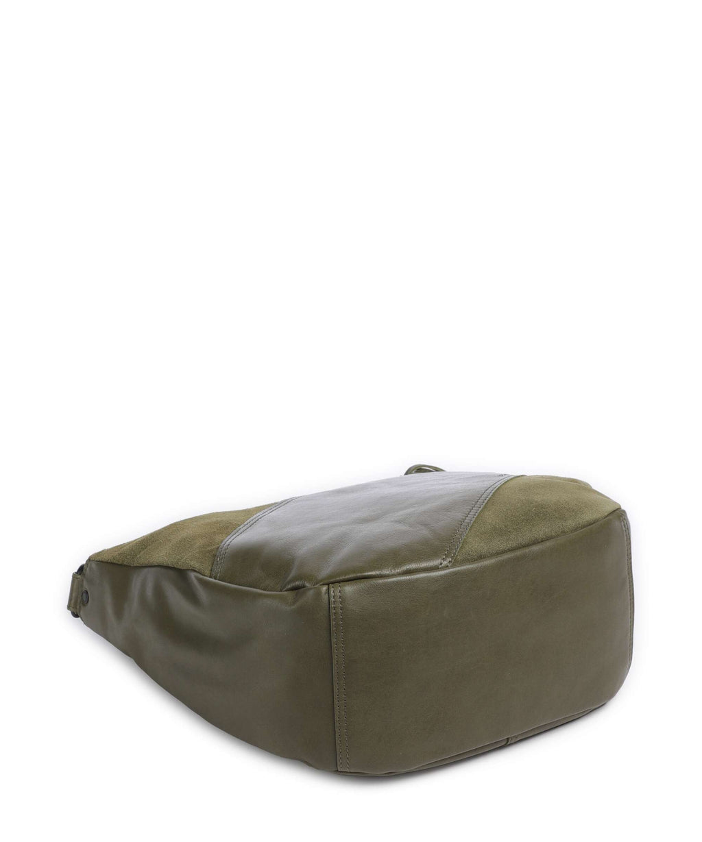 Spikes & Sparrow Suede Mix Natalia Hobo bag green