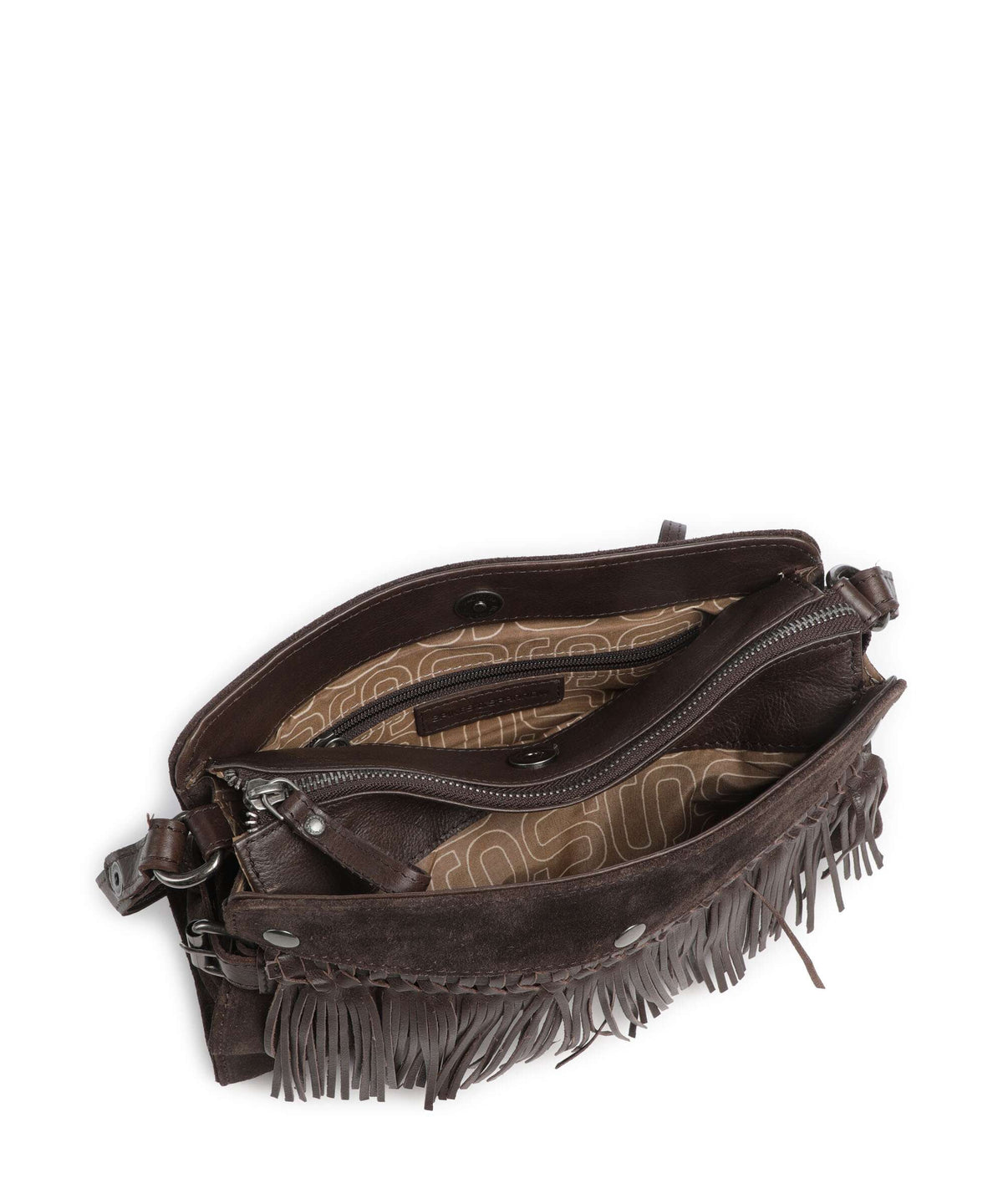 Spikes & Sparrow Suede Mix Madelon Shoulder bag dark brown