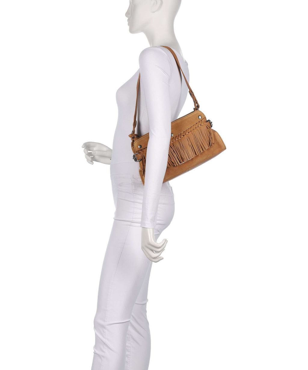Spikes & Sparrow Suede Mix Madelon Shoulder bag tan
