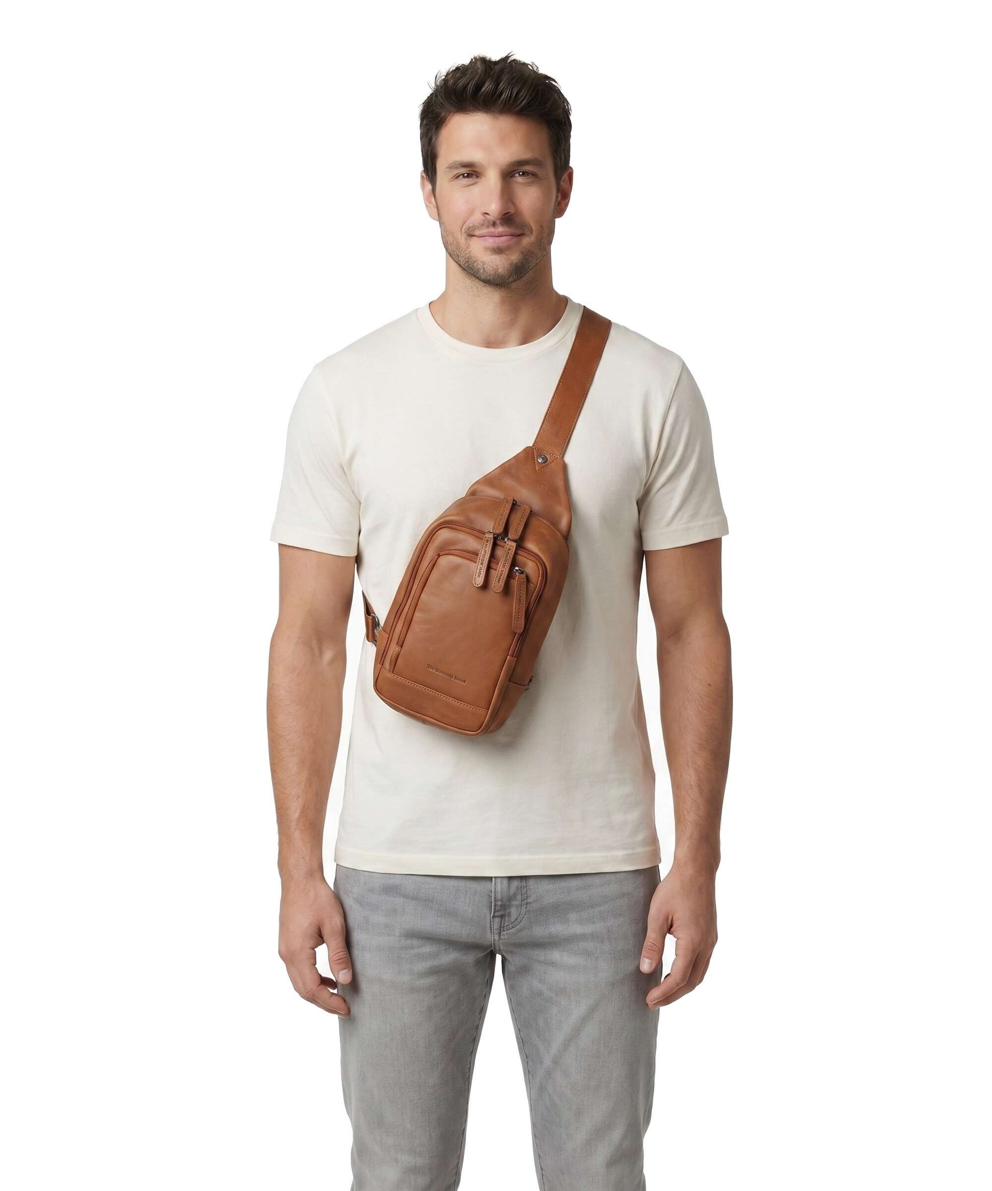 The Chesterfield Brand Cow Wax Pull Up Riga Sling bag cognac
