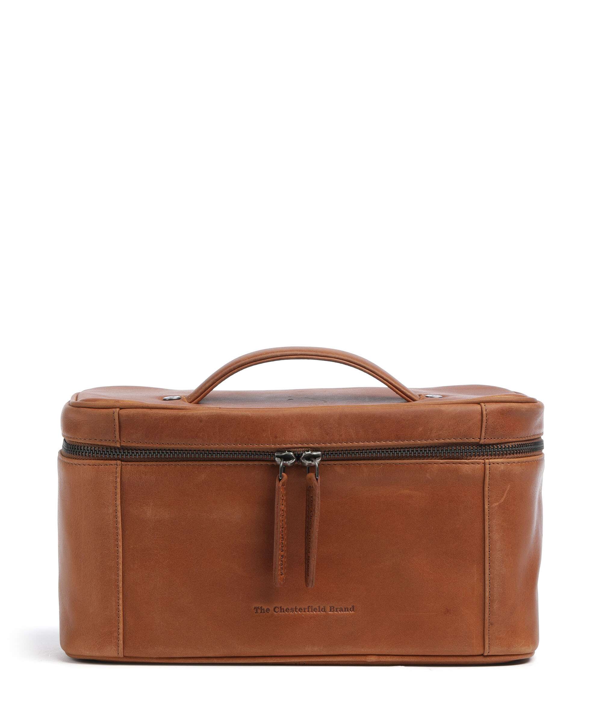 The Chesterfield Brand Wax Pull Up Cow Limone Toiletry bag cognac