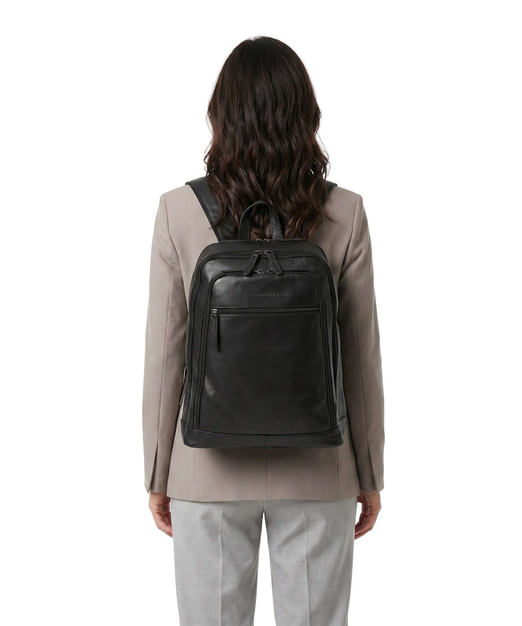 The Chesterfield Brand Cow Wax Pull Up Detroit Backpack black