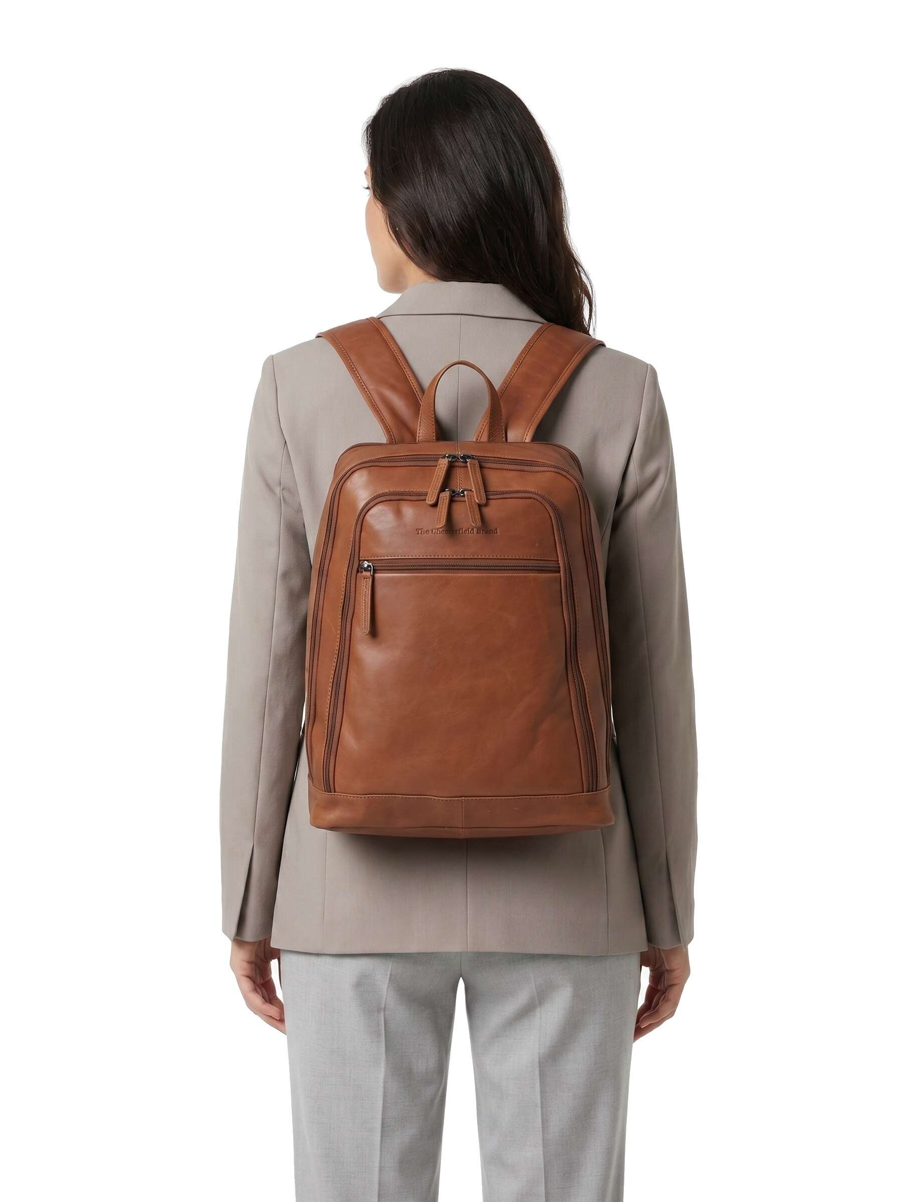 The Chesterfield Brand Wax Pull Up Cow Detroit Backpack cognac