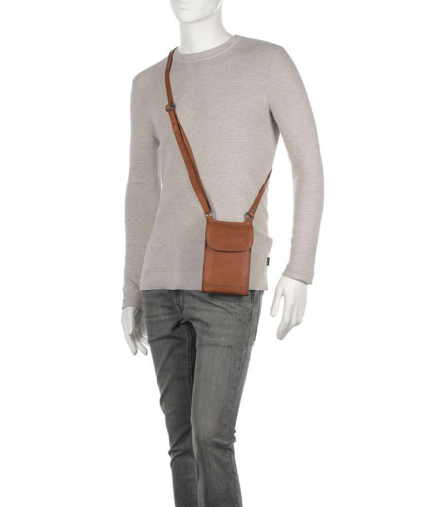 The Chesterfield Brand Cow Wax Pull Up Nebra Phone bag cognac