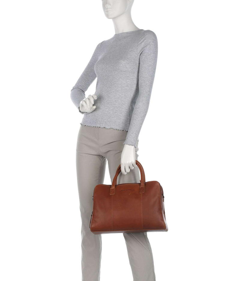 The Chesterfield Brand Cow Wax Pull Up Layton Handbag cognac