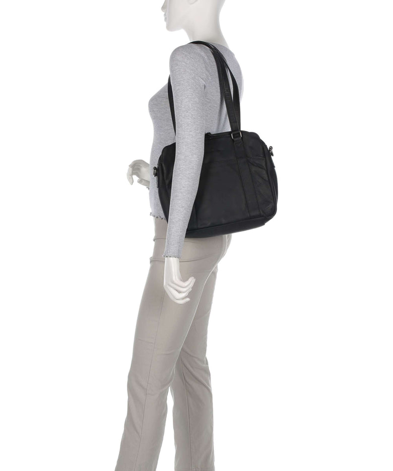 The Chesterfield Brand Cow Wax Pull Up Porlezza Shoulder bag black