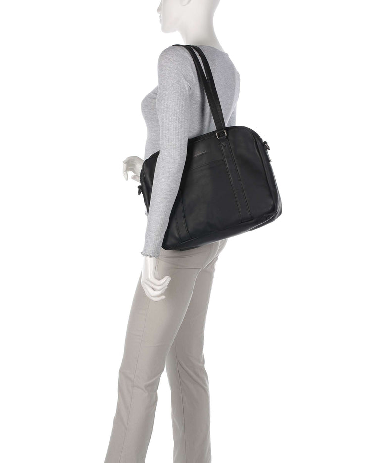 The Chesterfield Brand Cow Wax Pull Up Pretoria Shoulder bag black