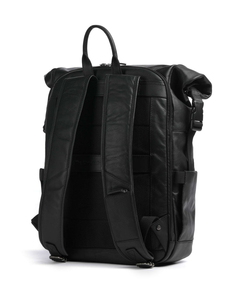 The Chesterfield Brand Wax Pull Up Cow Remo Rolltop backpack black